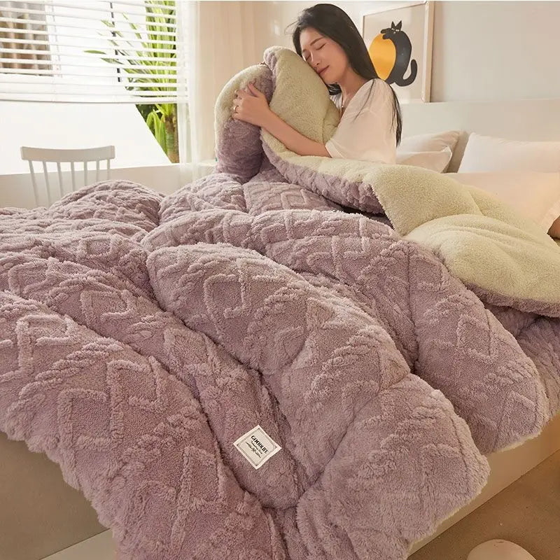 Super Thick Winter Warm Blanket Artificial Lamb Blankets Soft Quilt  Comforter